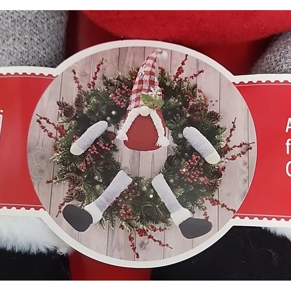 Christmas Gnome Wreath Accessories Tree Decor Body Legs Arms Grey White Red 5 Pc